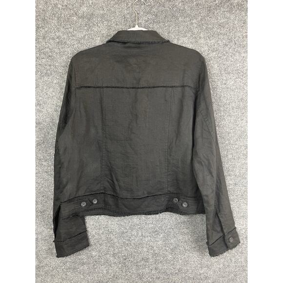 Tommy Bahama Large Two Palms Linen Raw-Edge Jacket Black - Picture 11 of 11